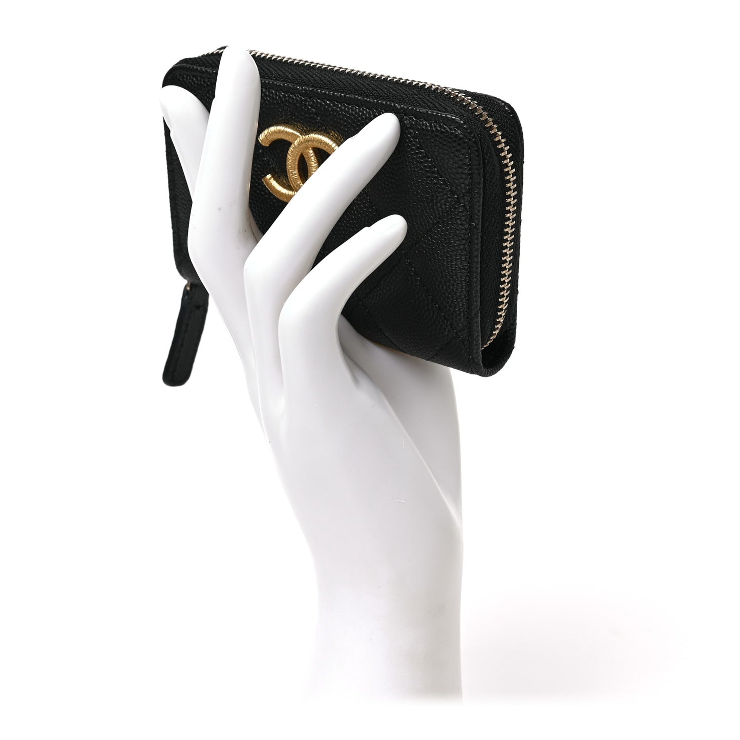 Caviar Quilted Zip Coin Purse Black