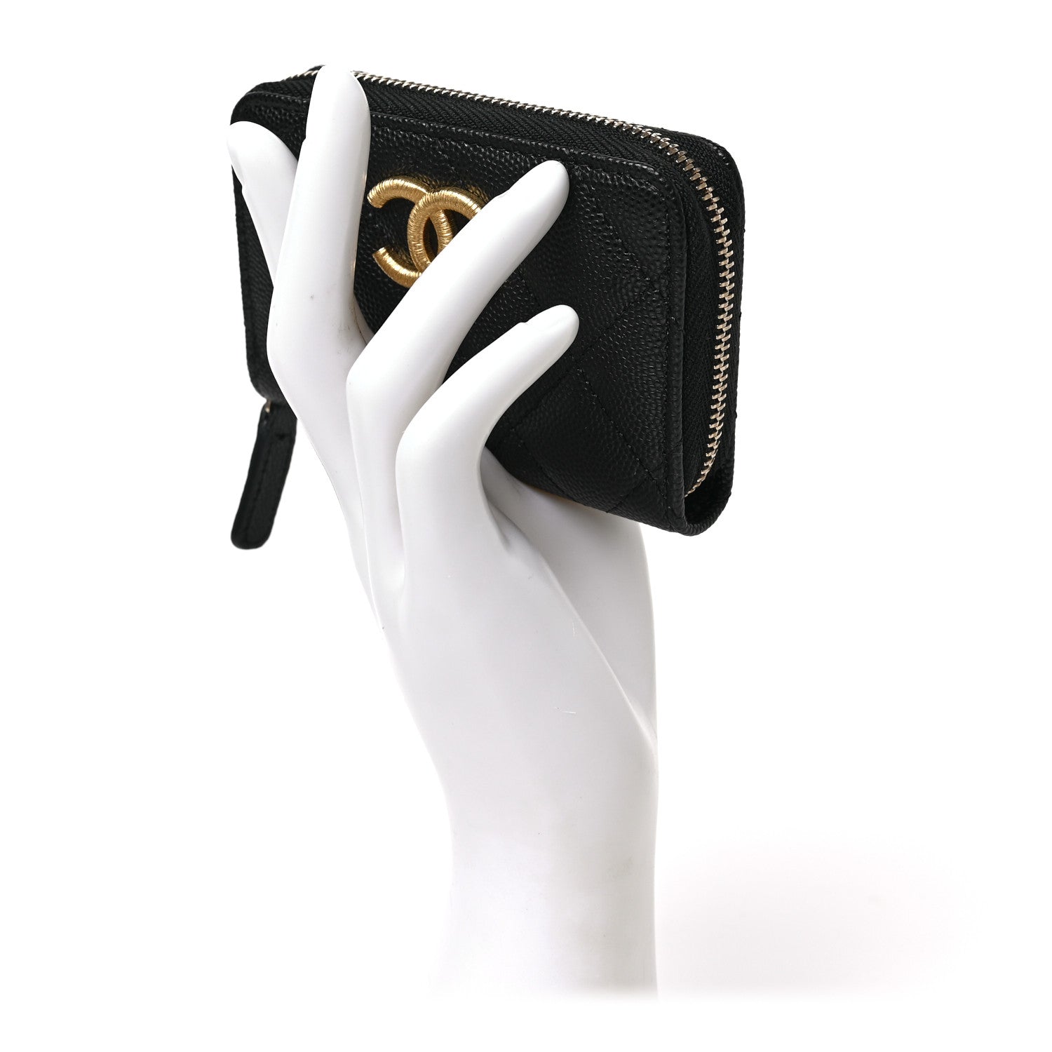 Chanel Caviar Quilted Zip Coin Purse Black 2 of 7