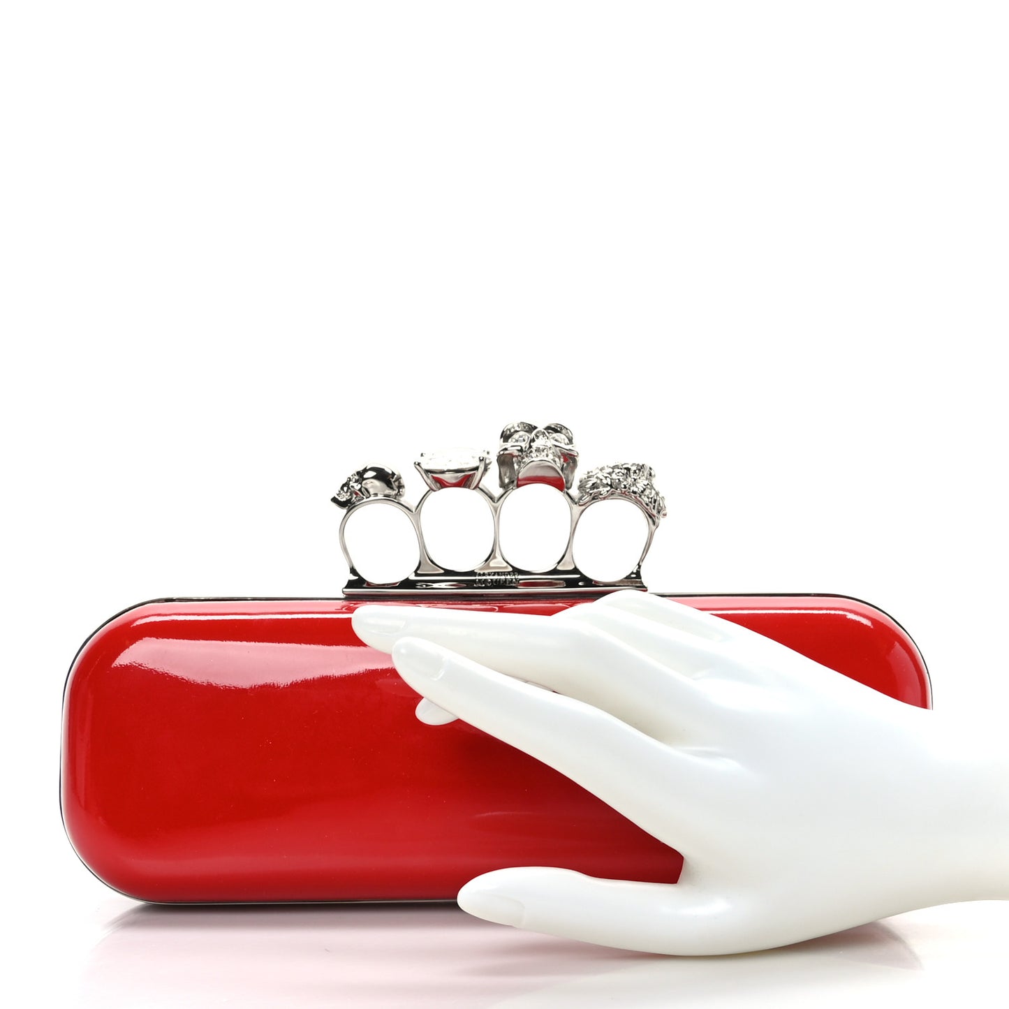 Patent Skull Knuckle Clutch Red