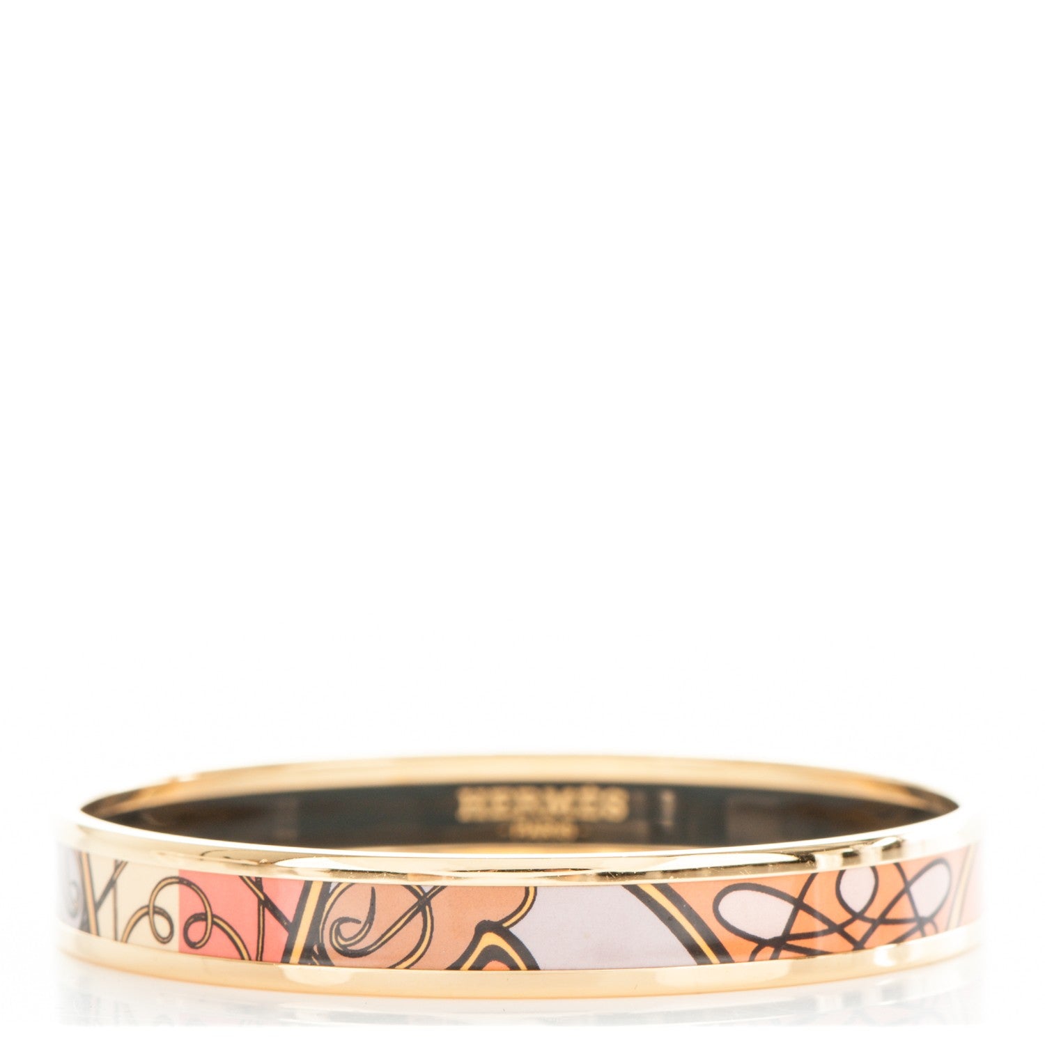 Hermes Enamel Printed Narrow Coup De Fouet Bracelet 62 1 of 5