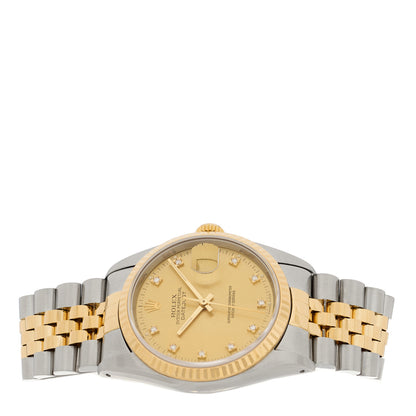 Rolex Stainless Steel 18K Yellow Gold Diamond 36mm Oyster Perpetual Datejust Watch Champagne 16233 2 of 5