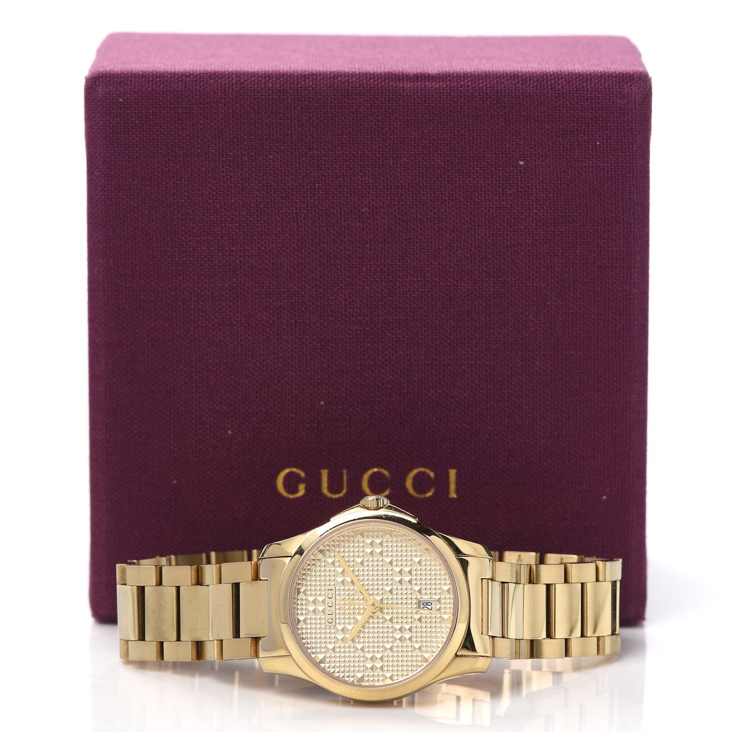 Gucci Stainless Steel 27mm G-Timeless Diamante Quartz Watch Gold 6 of 6