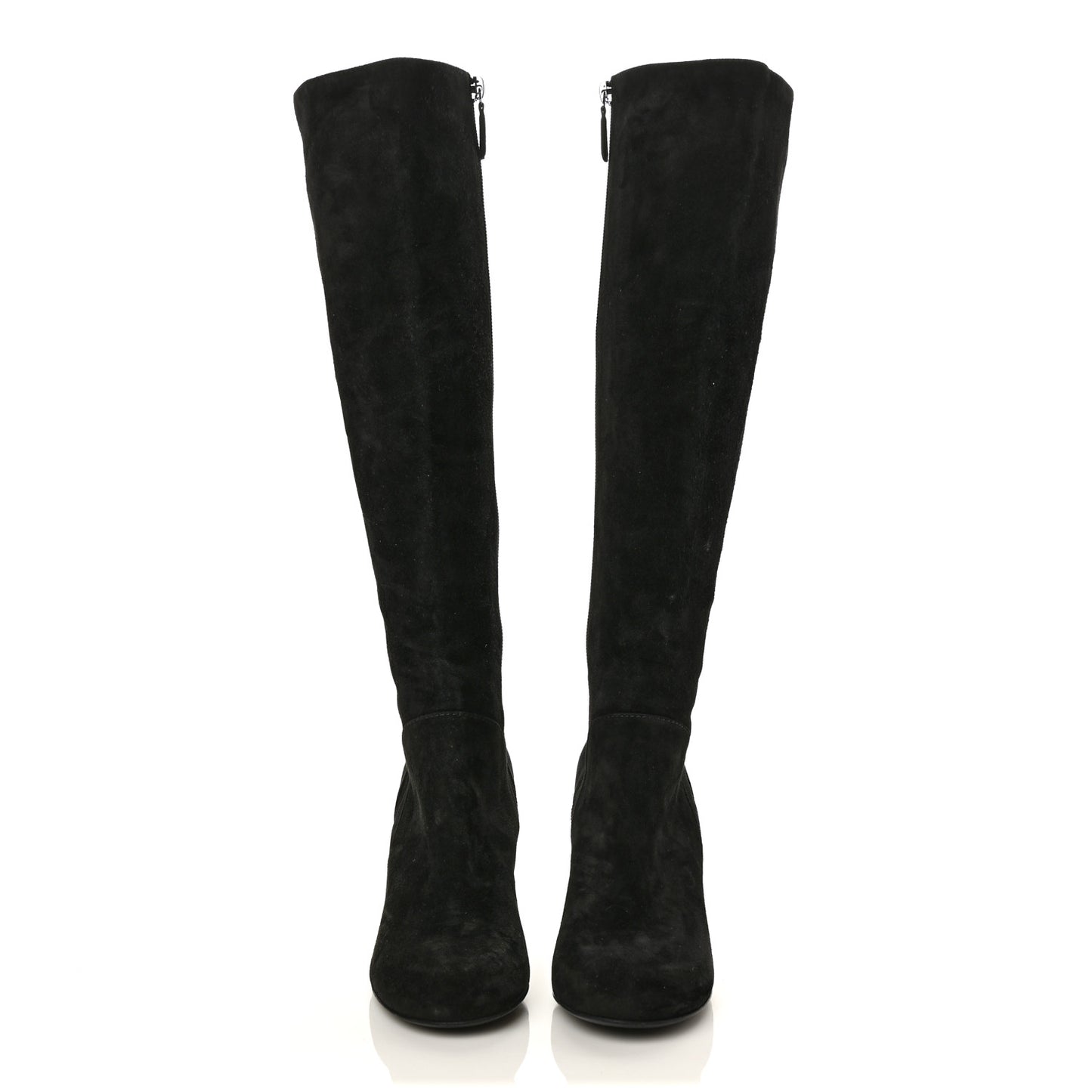 Suede Calfskin High Boots 37 Black