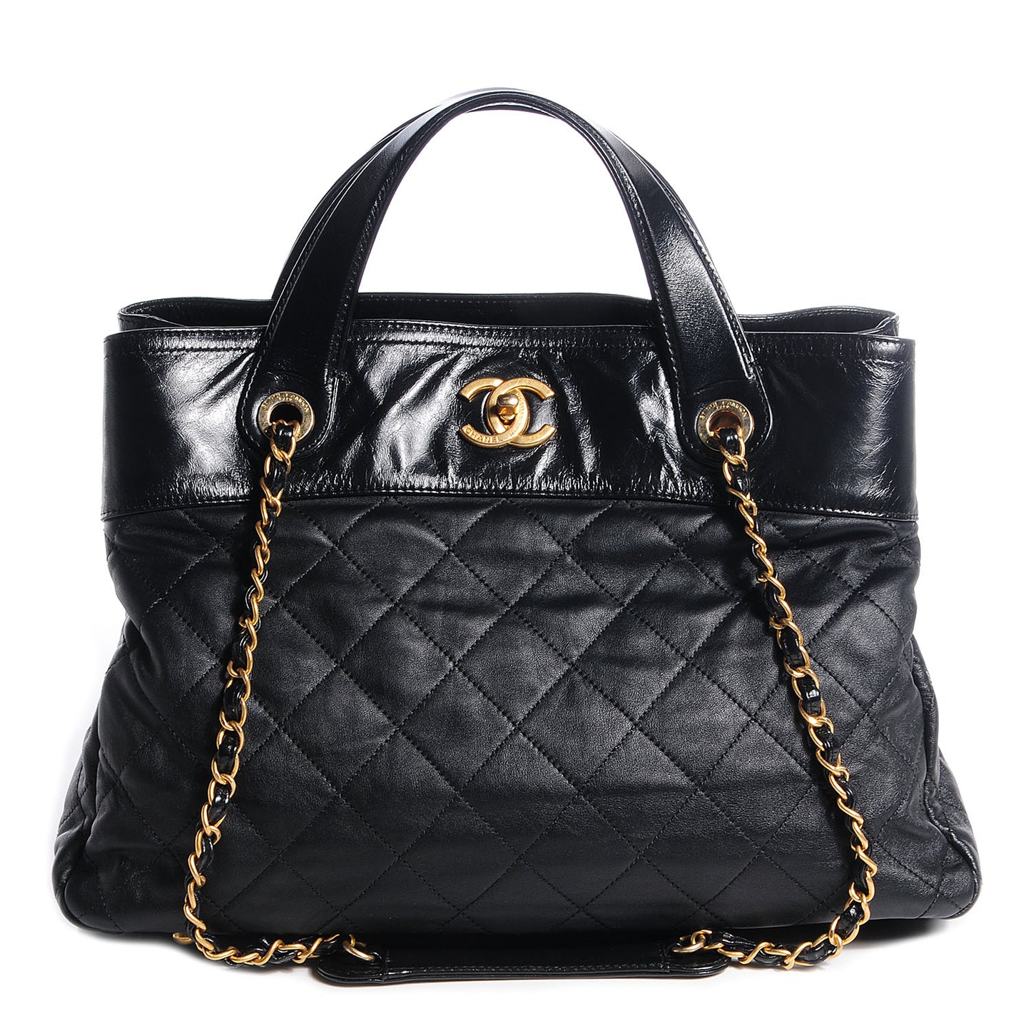 Iridescent Calfskin Small In The Mix Tote Black
