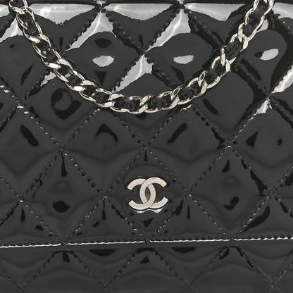 Chanel Patent Quilted Wallet On Chain WOC Black 9 of 13