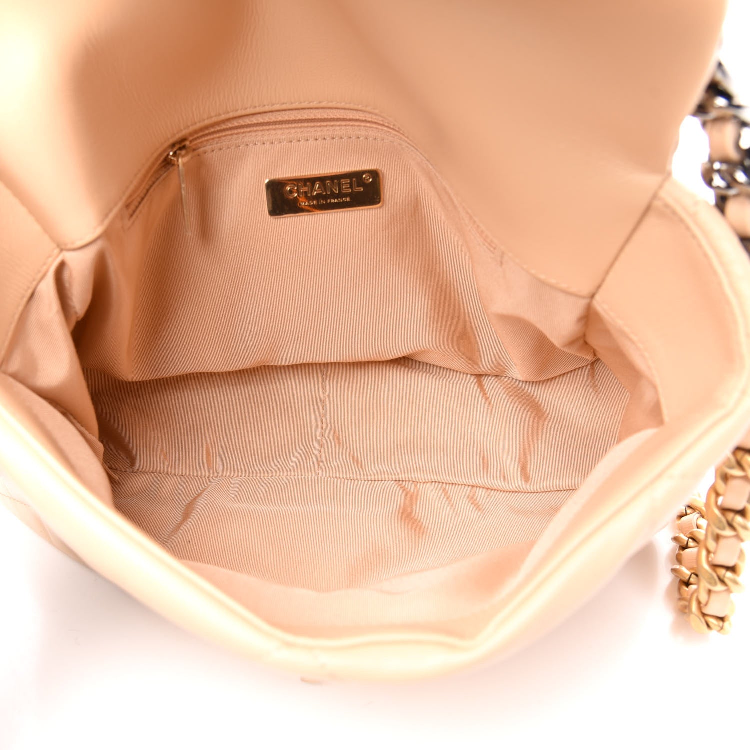 Chanel Shiny Goatskin Quilted Large Chanel 19 Flap Beige 5 of 10