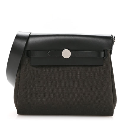 Hermes Military Toile Vache Hunter Herbag Zip Retourne 20 Vert De Gris Black 1 of 11