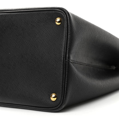 Prada Saffiano Cuir Large Double Bag Black Mughetto 12 of 13