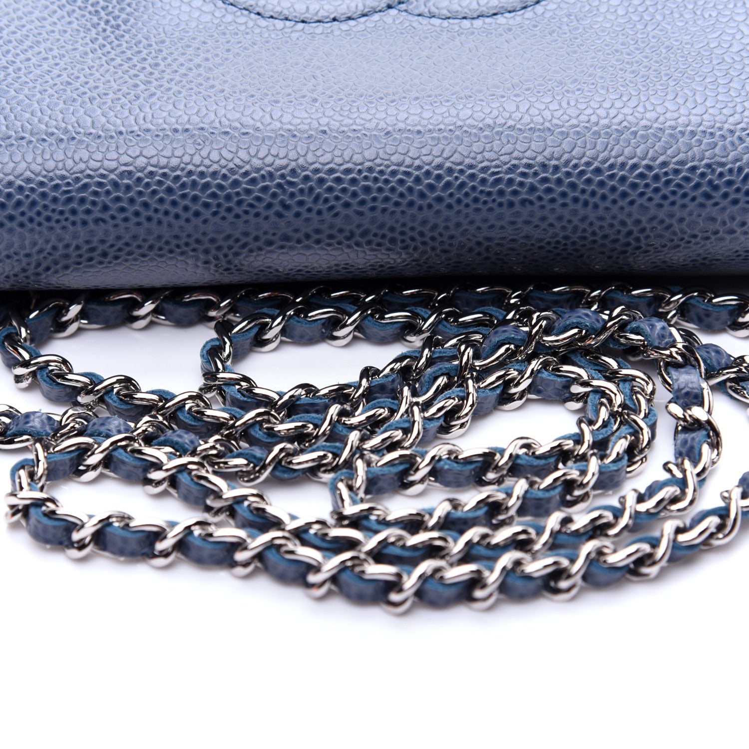 Chanel Caviar Half Moon Wallet On Chain WOC Blue 14 of 14