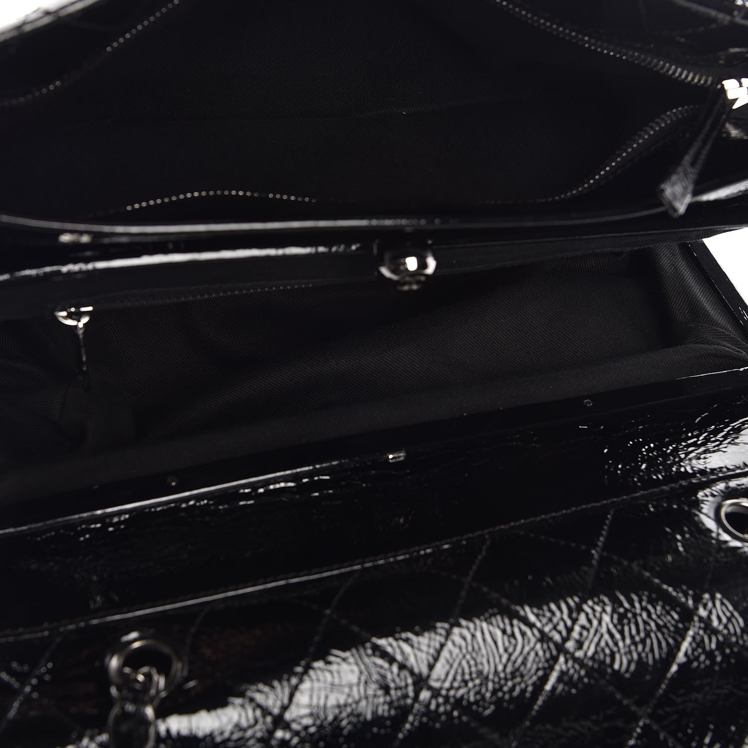 Chanel Distressed Patent Quilted Small Ritz Flap Bag Black 7 of 10