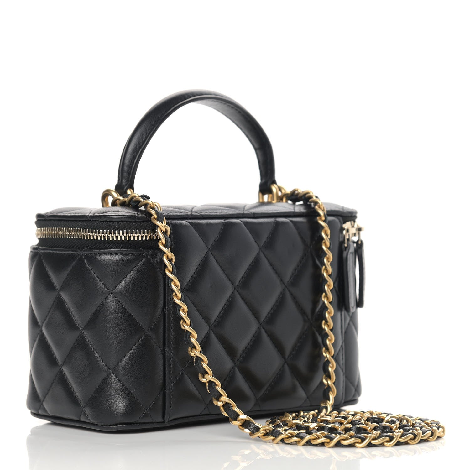 Chanel Lambskin Quilted Small Top Handle Vanity Case With Chain Black 3 of 7