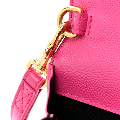 Saint Laurent Grain De Poudre Matelasse Chevron Monogram Envelope Clutch Fuchsia 8 of 10