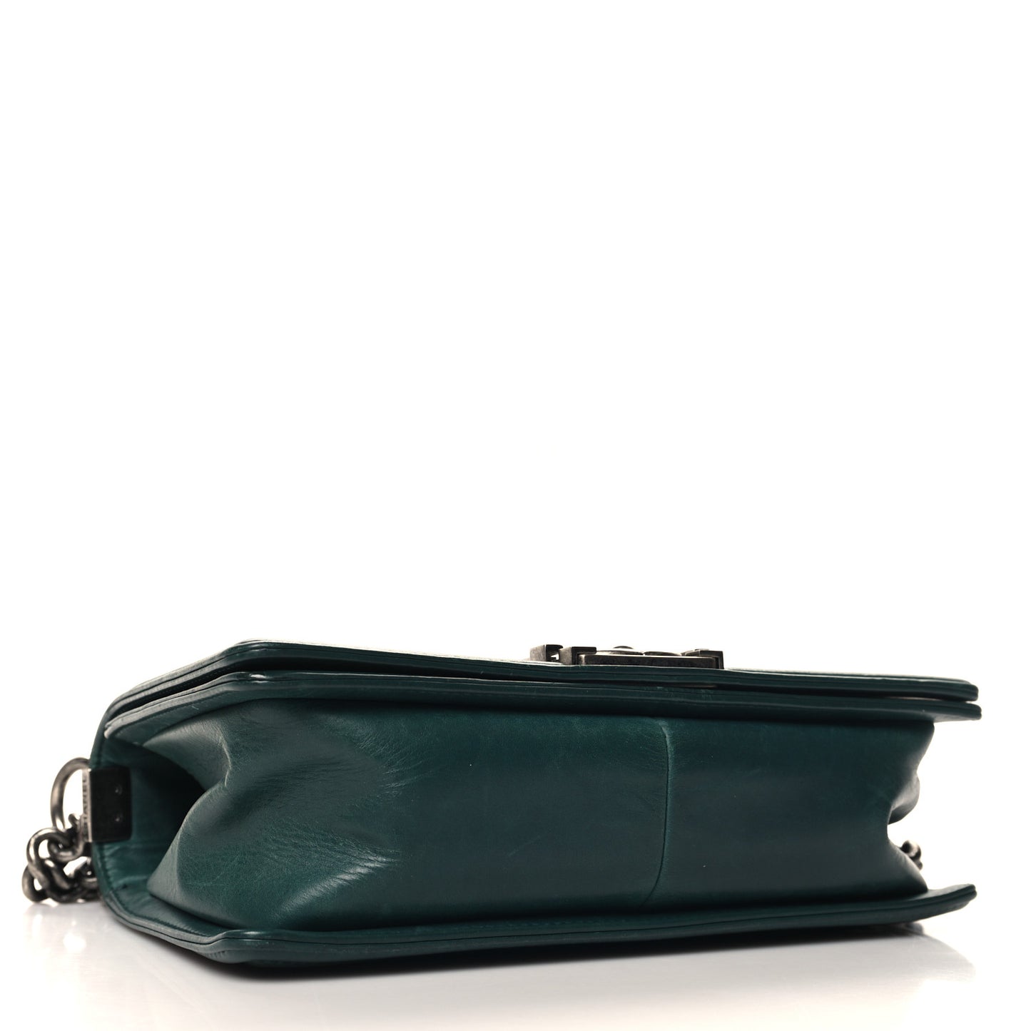 Calfskin Double Stitch Medium Boy Flap Green