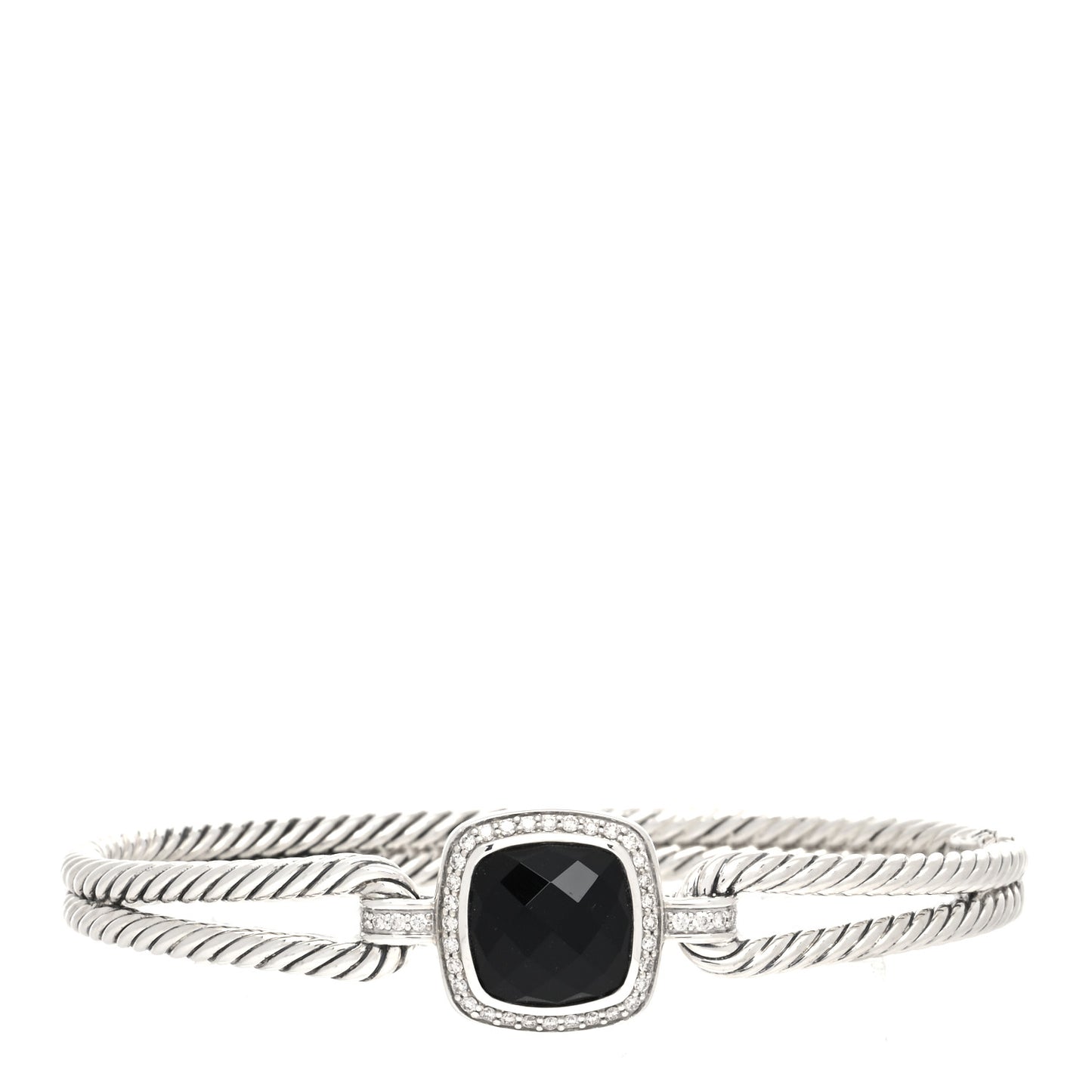 Sterling Silver Diamond Black Onyx Albion Cable Bracelet