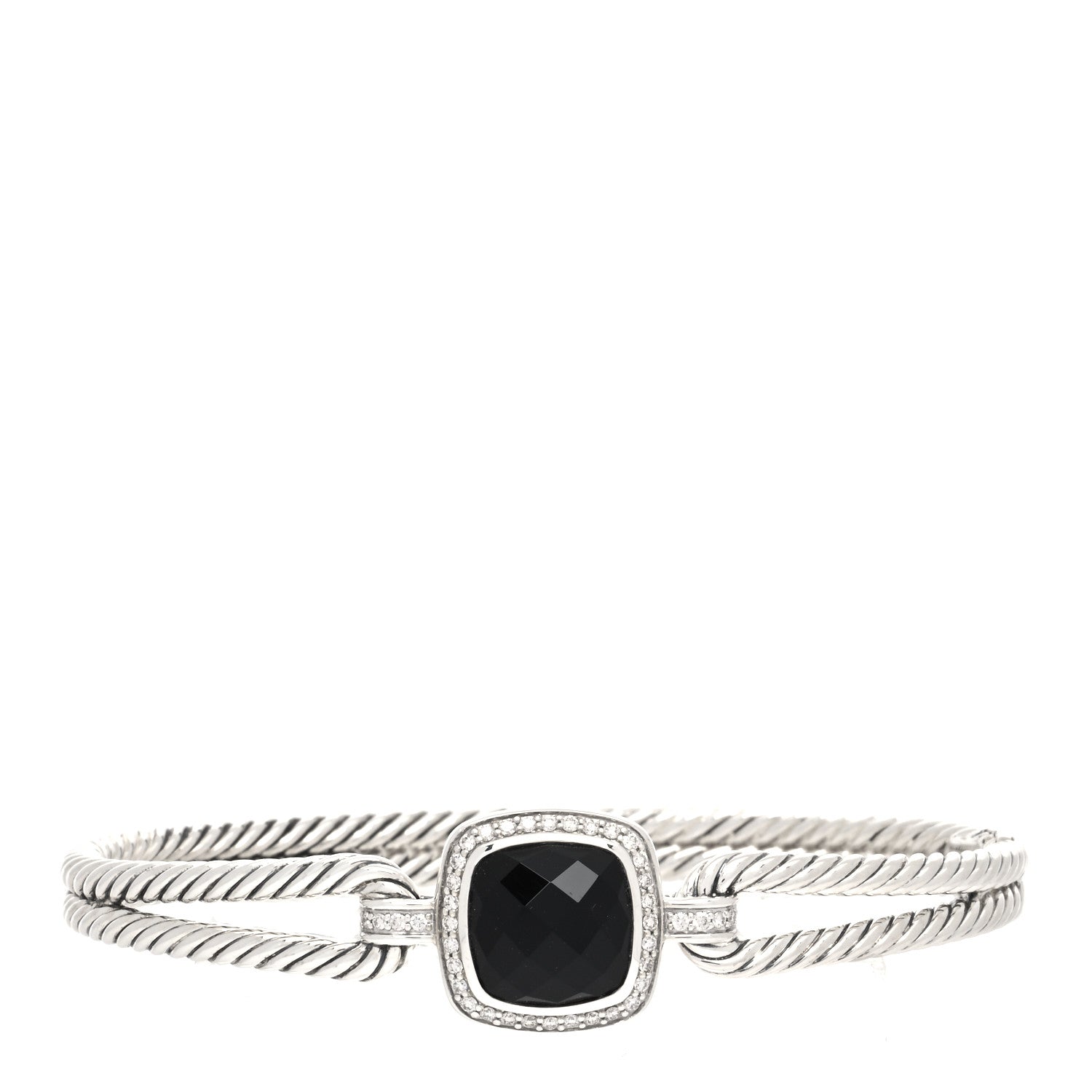 David Yurman Sterling Silver Diamond Black Onyx Albion Cable Bracelet 1 of 5