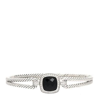 David Yurman Sterling Silver Diamond Black Onyx Albion Cable Bracelet 1 of 5