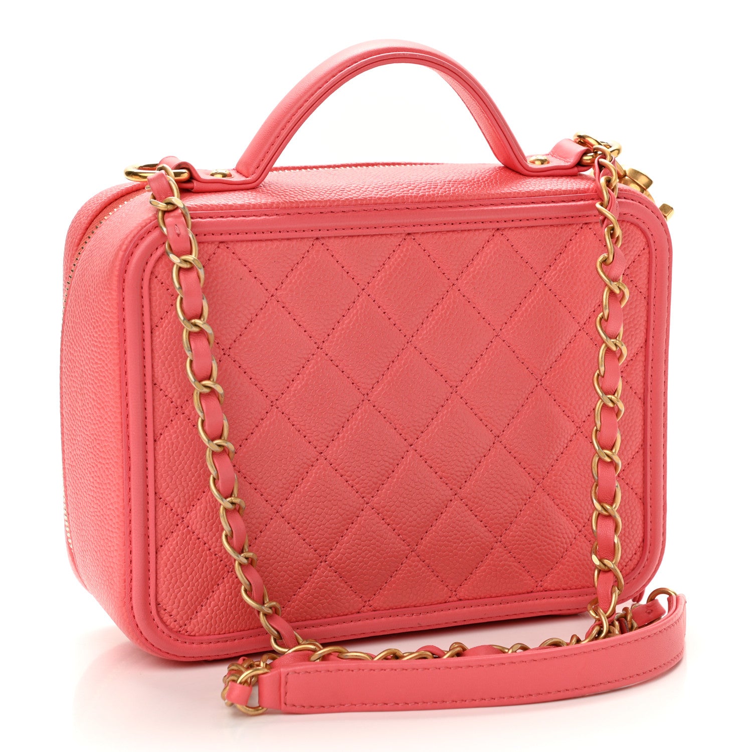 Chanel Caviar Quilted Medium CC Filigree Vanity Case Coral 2 of 11