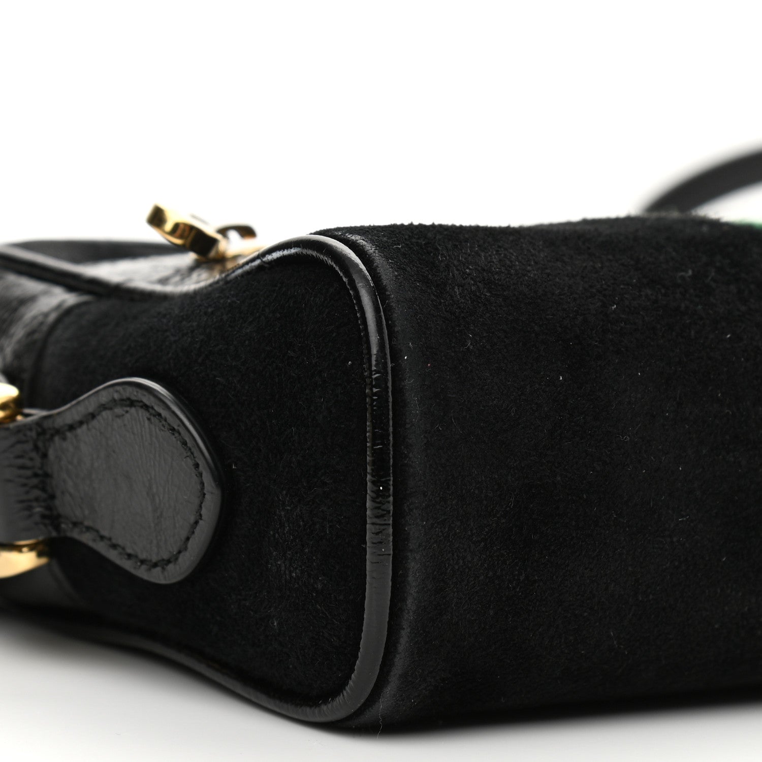 Gucci Suede Patent Web Mini Ophidia Shoulder Bag Black 9 of 10