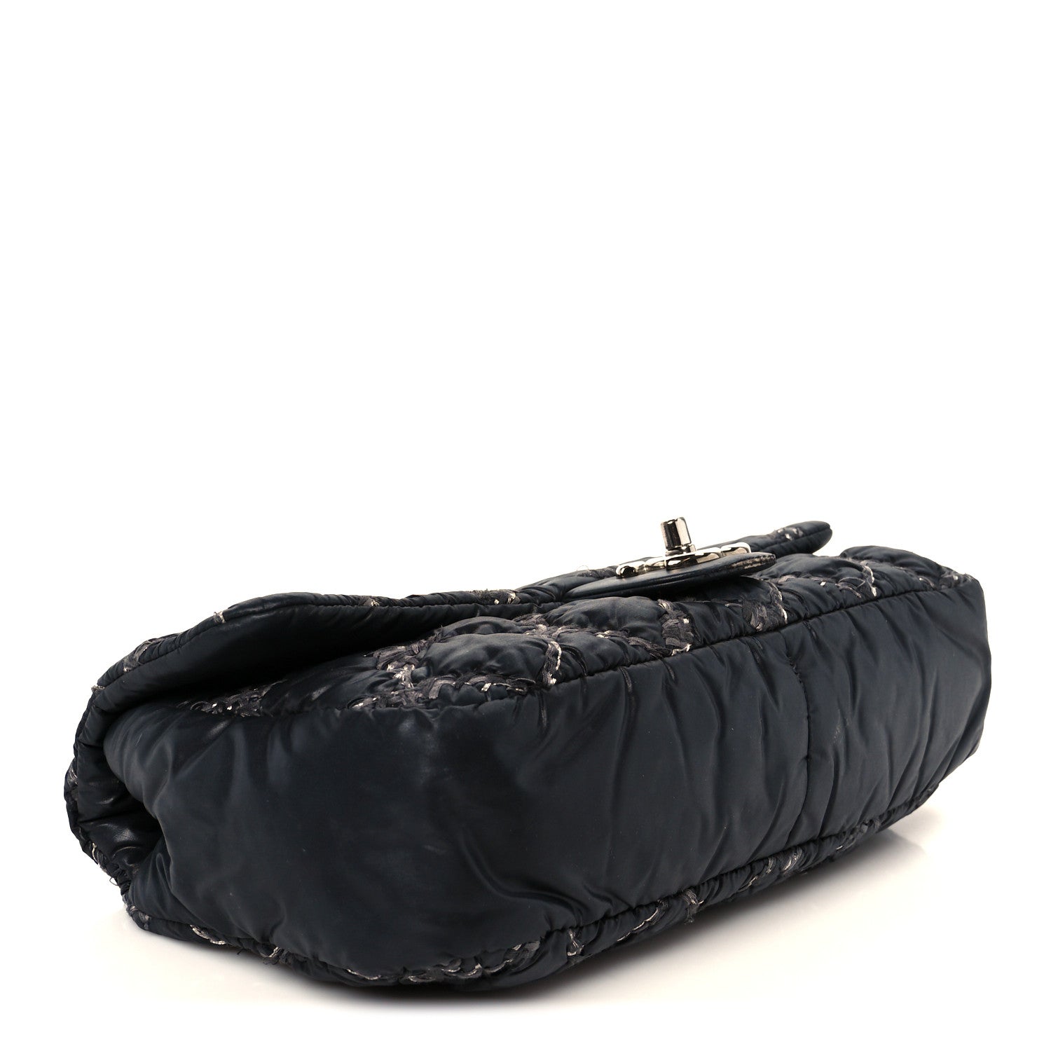 Chanel Nylon Quilted Tweed Stitch Medium Bubble Flap Black 4 of 12