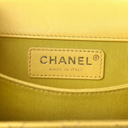 Chanel Calfskin Quilted North South Boy Flap Yellow 6 of 13