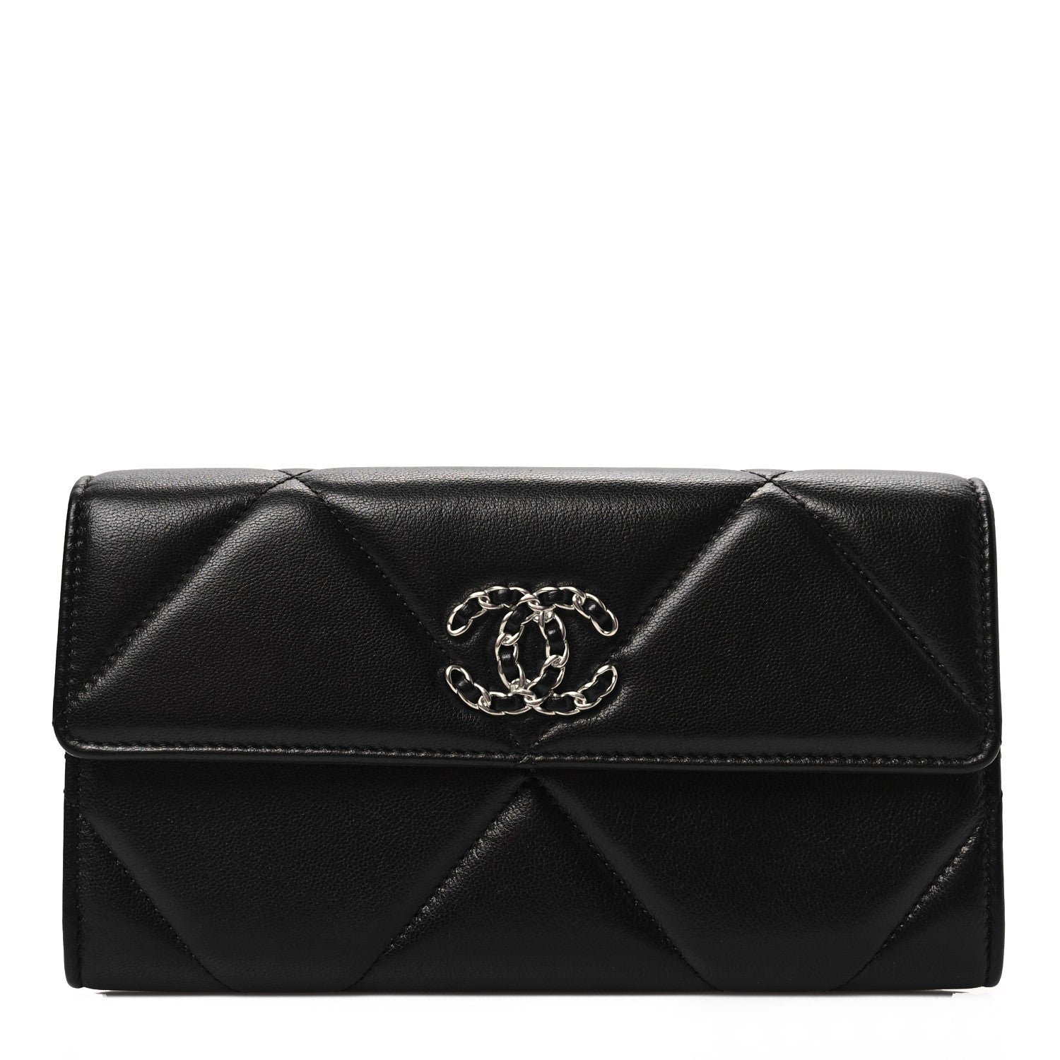 Chanel Lambskin Quilted Chanel 19 Flap Wallet Black 1 of 8