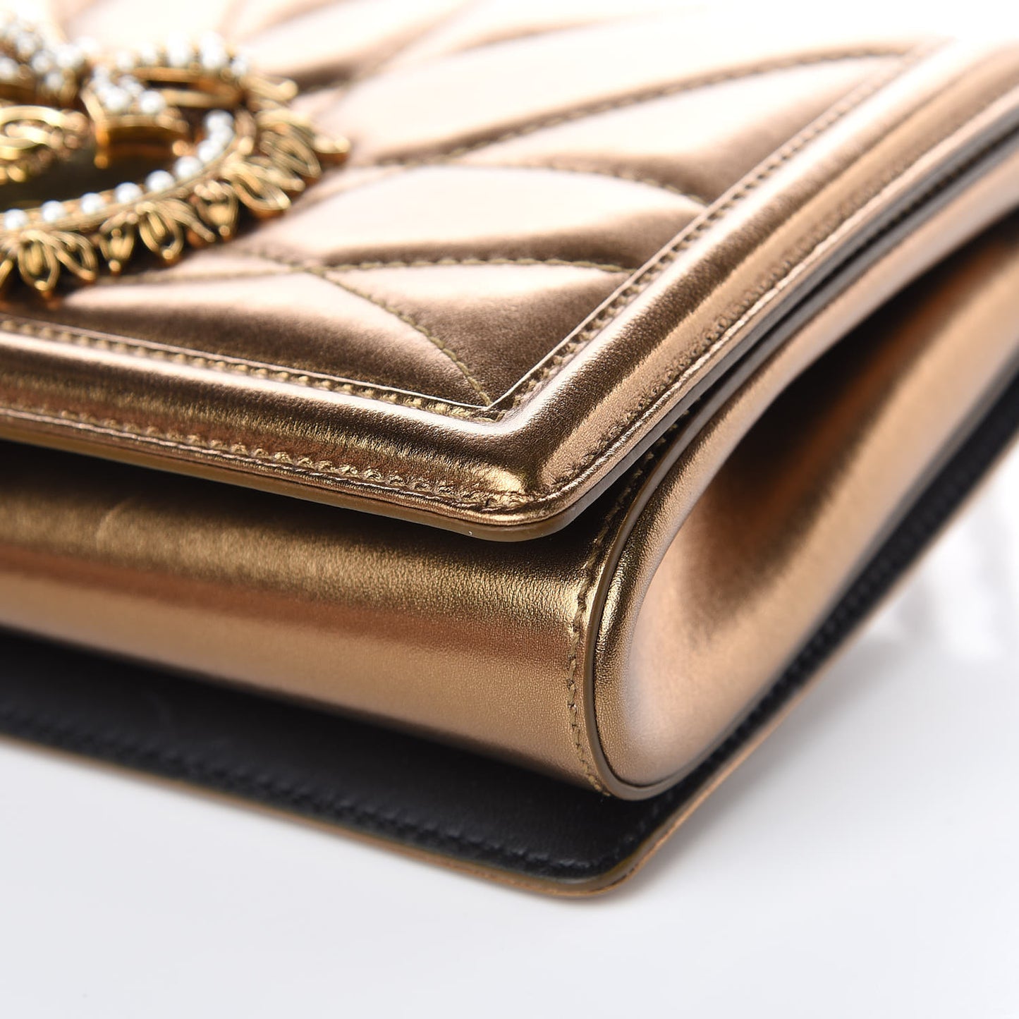 Metallic Calfskin Medium Devotion Crossbody Bag Gold