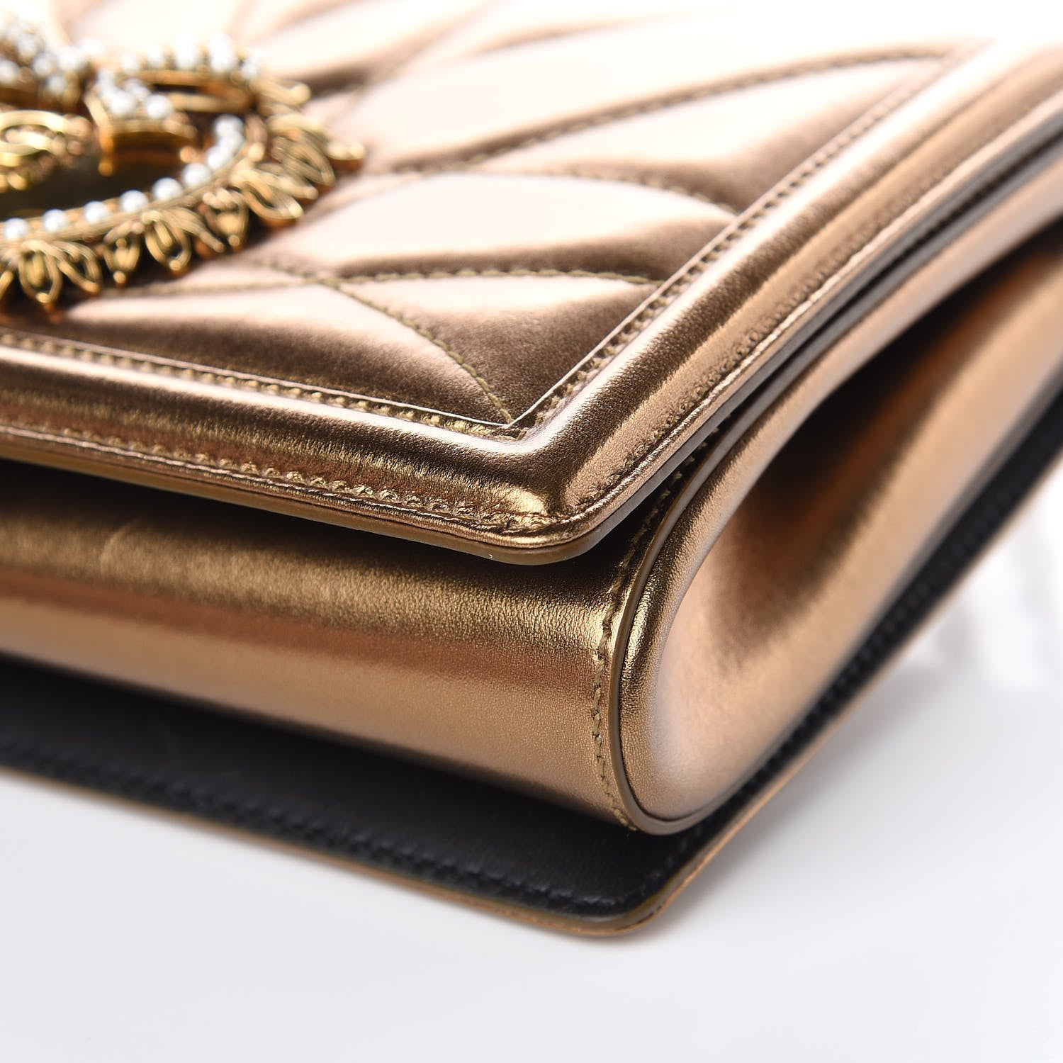 Dolce & Gabbana Metallic Calfskin Medium Devotion Crossbody Bag Gold 10 of 12