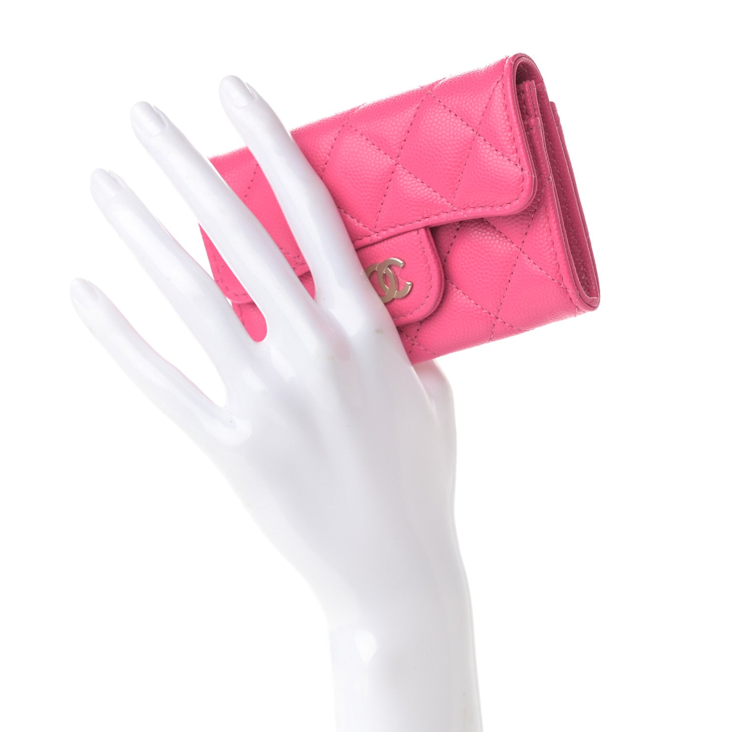 Chanel Caviar Quilted Flap Card Holder Wallet Pink 2 of 9
