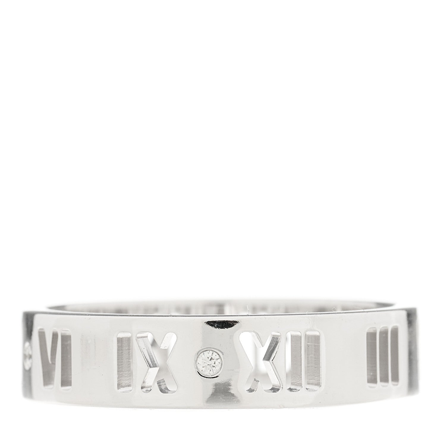 Tiffany 18K White Gold Diamond Atlas Pierced Ring 60 9 1 of 5