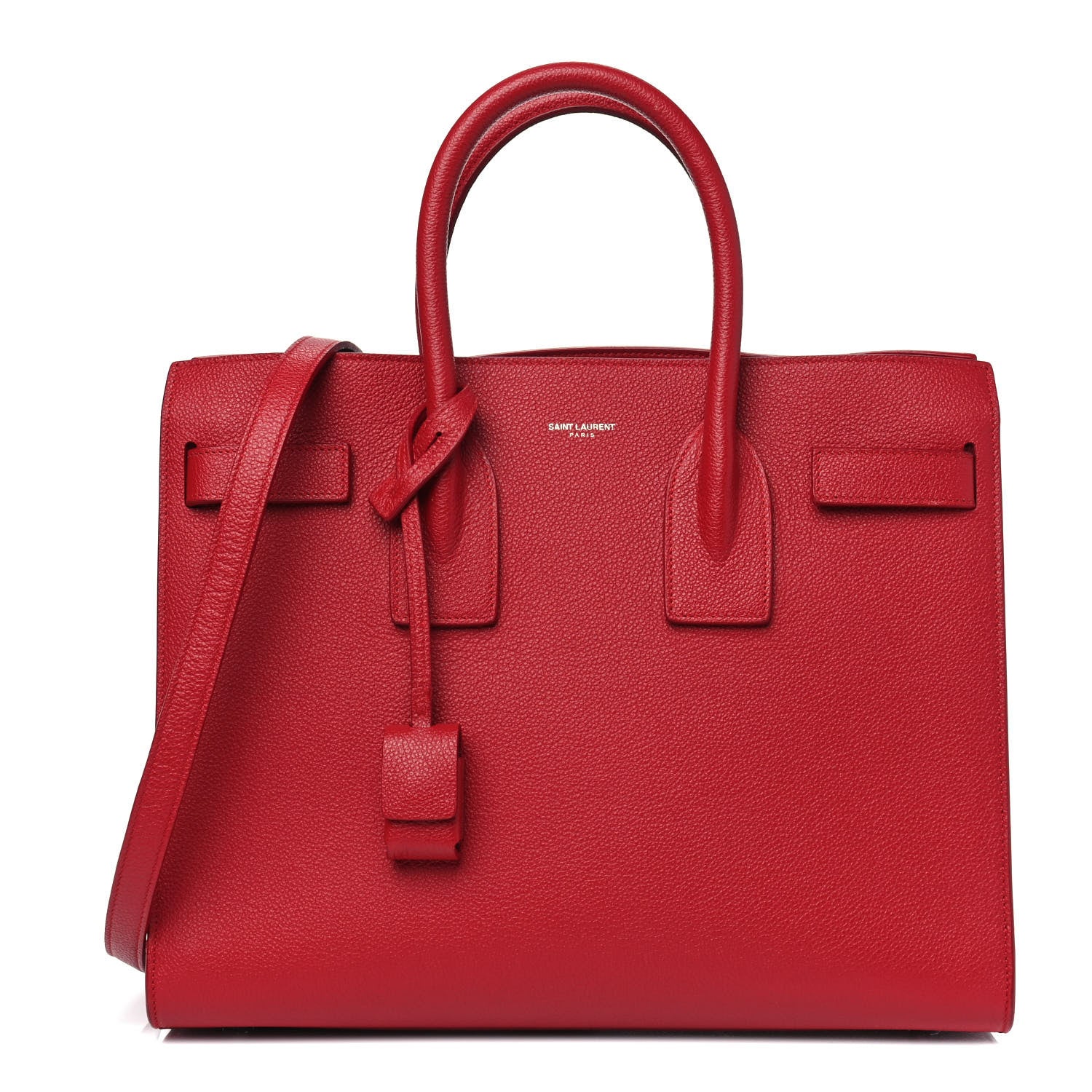 Saint Laurent Grained Calfskin Small Sac De Jour Lipstick Red 1 of 7