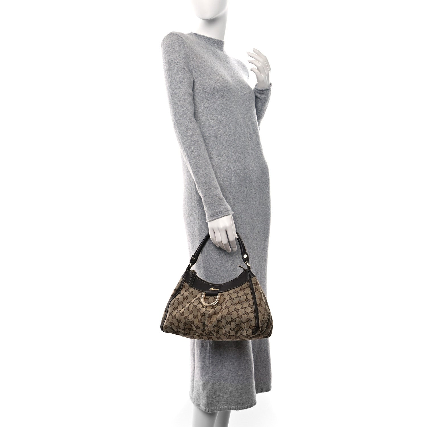 Gucci Monogram Medium D Gold Ring Hobo Dark Brown 2 of 11