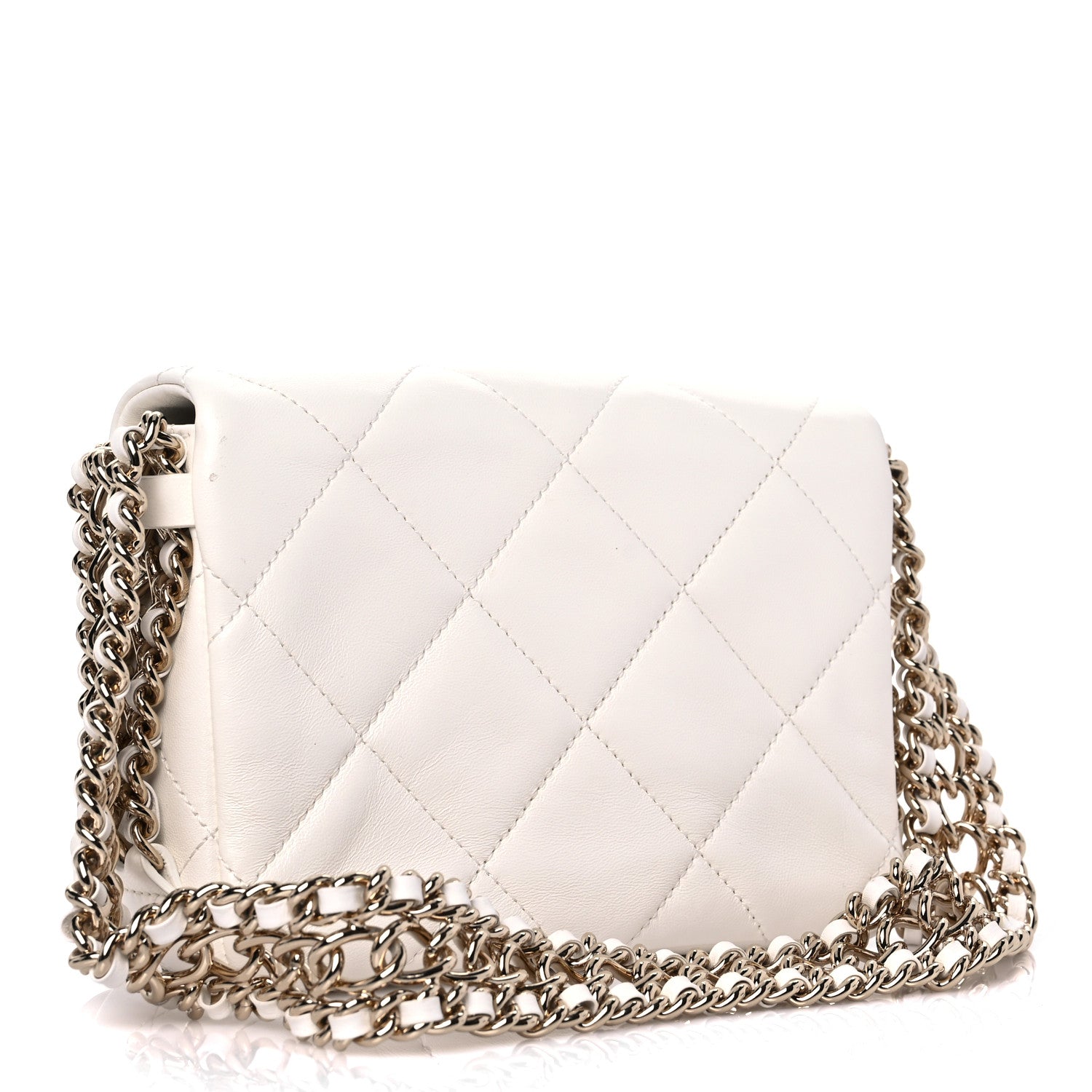 Chanel Lambskin Quilted Mini Chain Rows Flap White 2 of 9