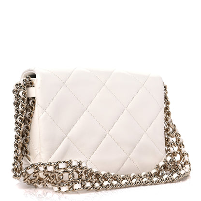 Chanel Lambskin Quilted Mini Chain Rows Flap White 2 of 9