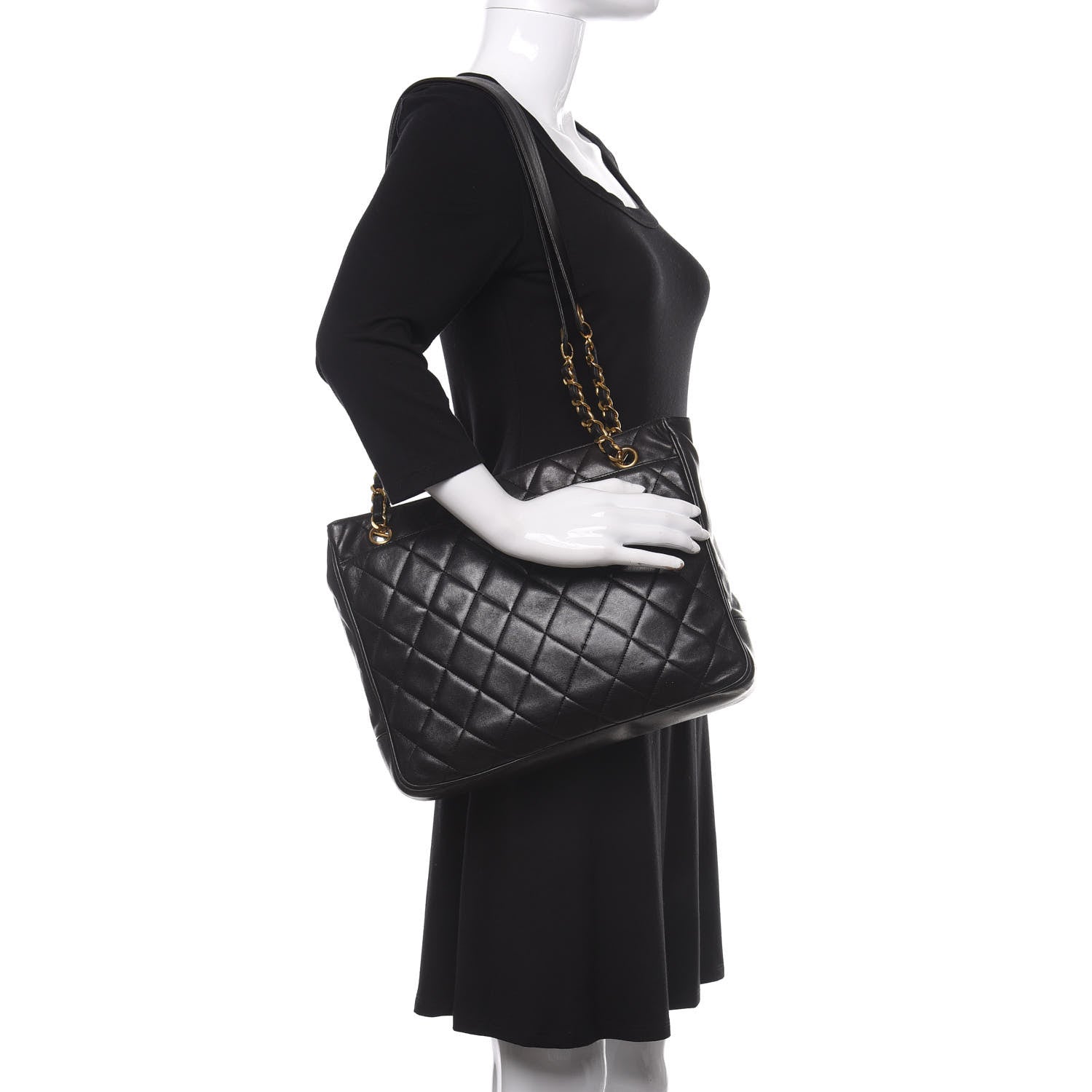 Chanel Lambskin Quilted Shopping Tote Black 2 of 14