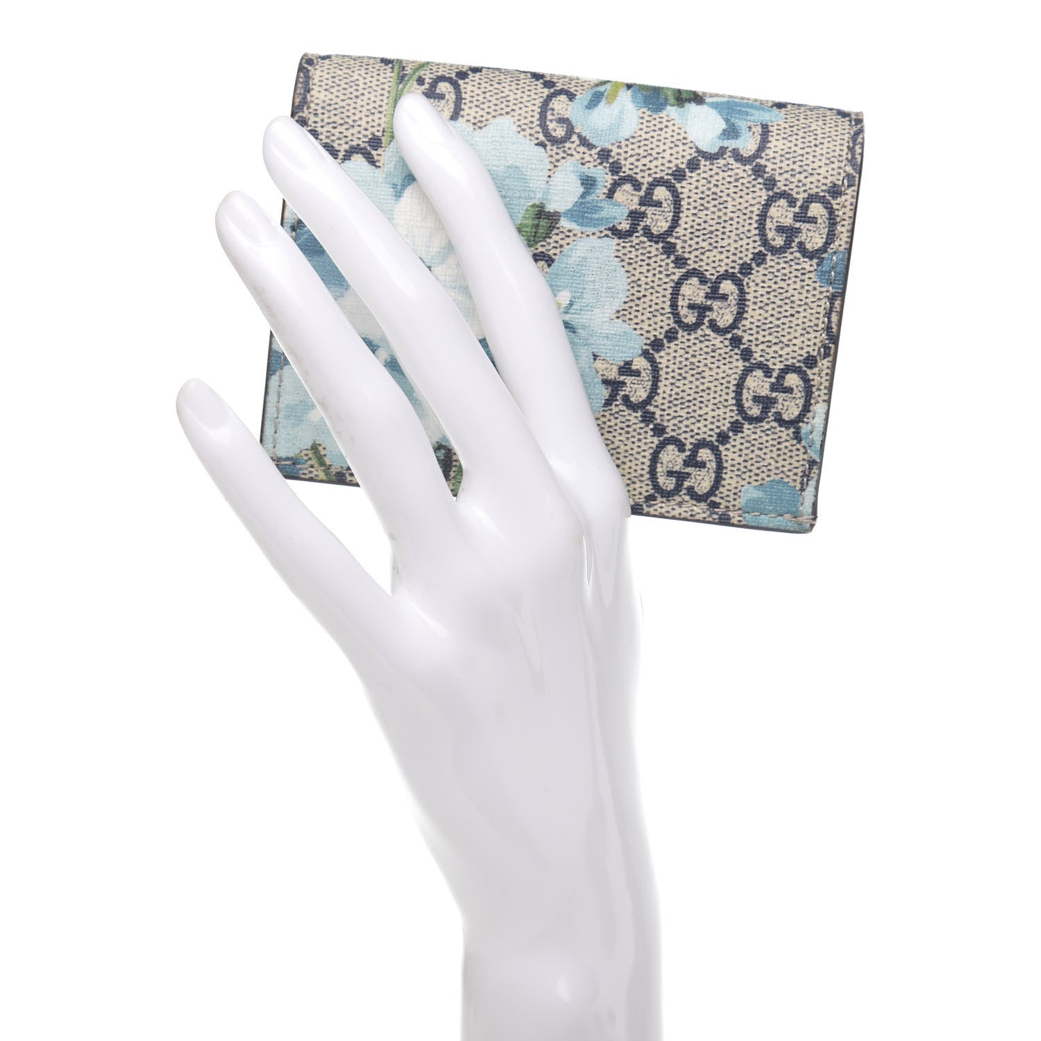 Gucci GG Supreme Monogram Blooms Card Case Wallet Beige Blue Navy Hibiscus Red 2 of 8