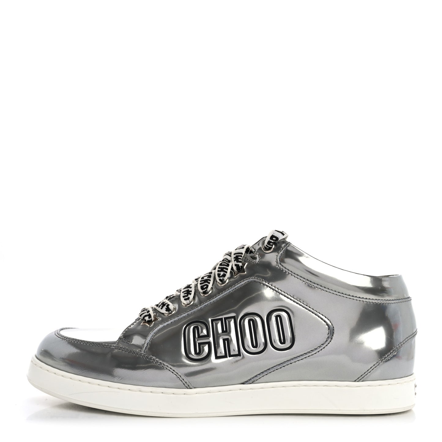 Liquid Mirror Calfskin Embossed Miami Sneaker 39 Silver Black