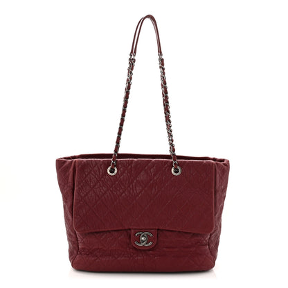 Chanel Crumpled Lambskin Quilted Large Tote Burgundy 1 of 11