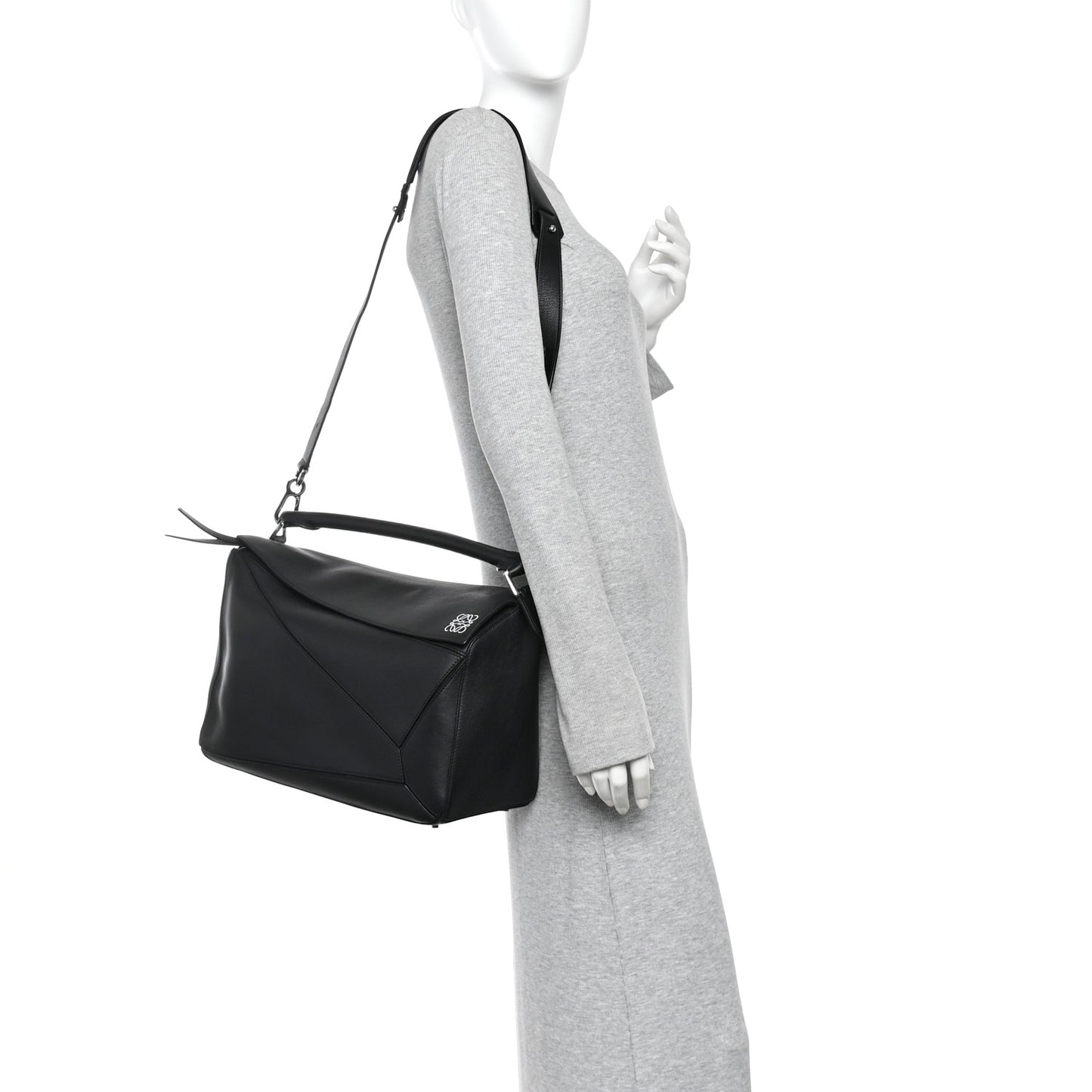 Calfskin Large Puzzle Bag Black