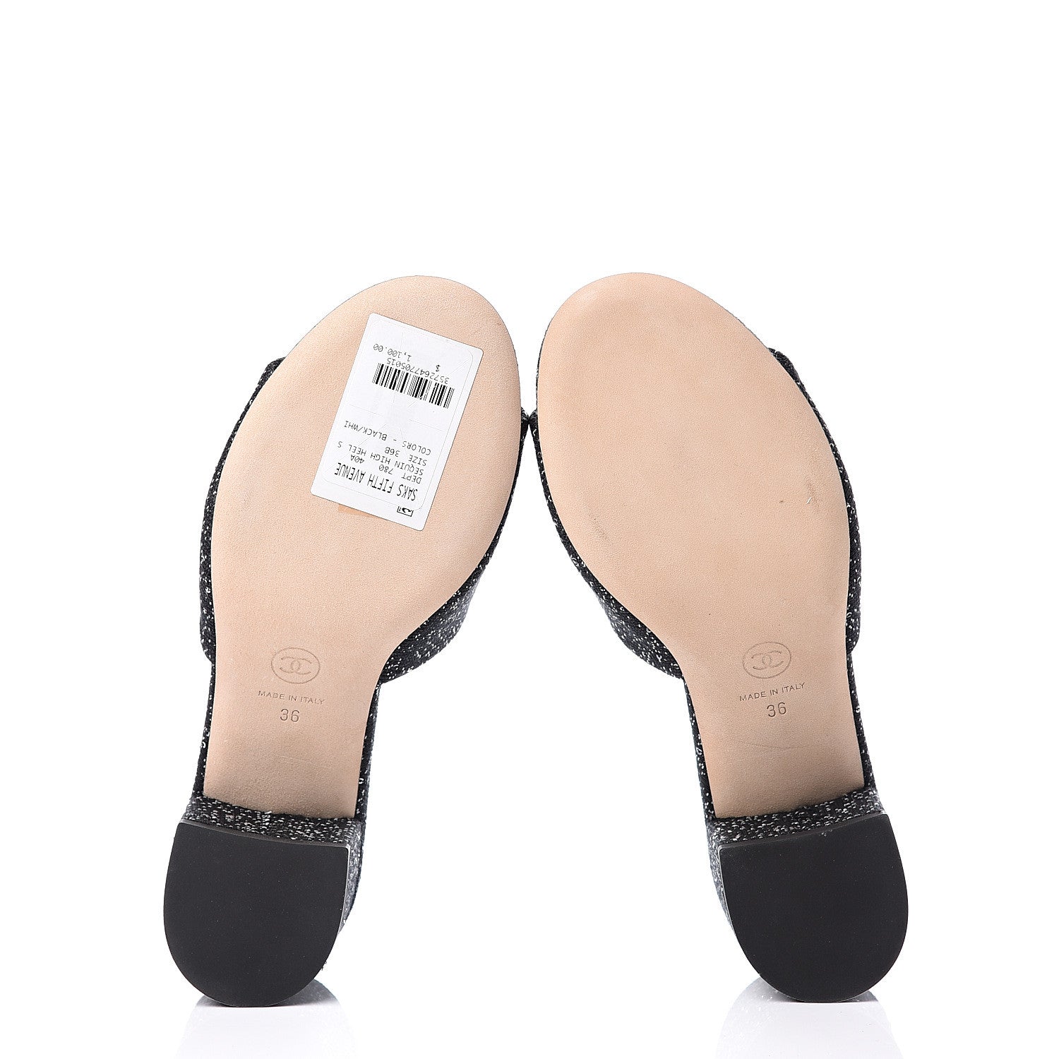 Chanel Tweed CC Mules 36 Black White 6 of 11