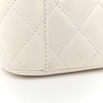 Chanel Lambskin Quilted Mini Camellia Bow Vanity Case With Chain White 15 of 15