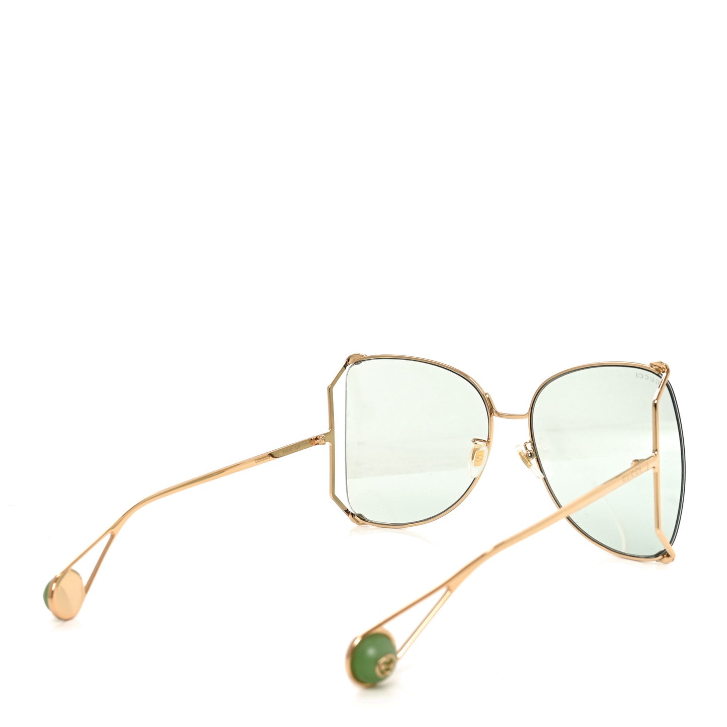 Oversized Round Sunglasses GG0252S Gold Green