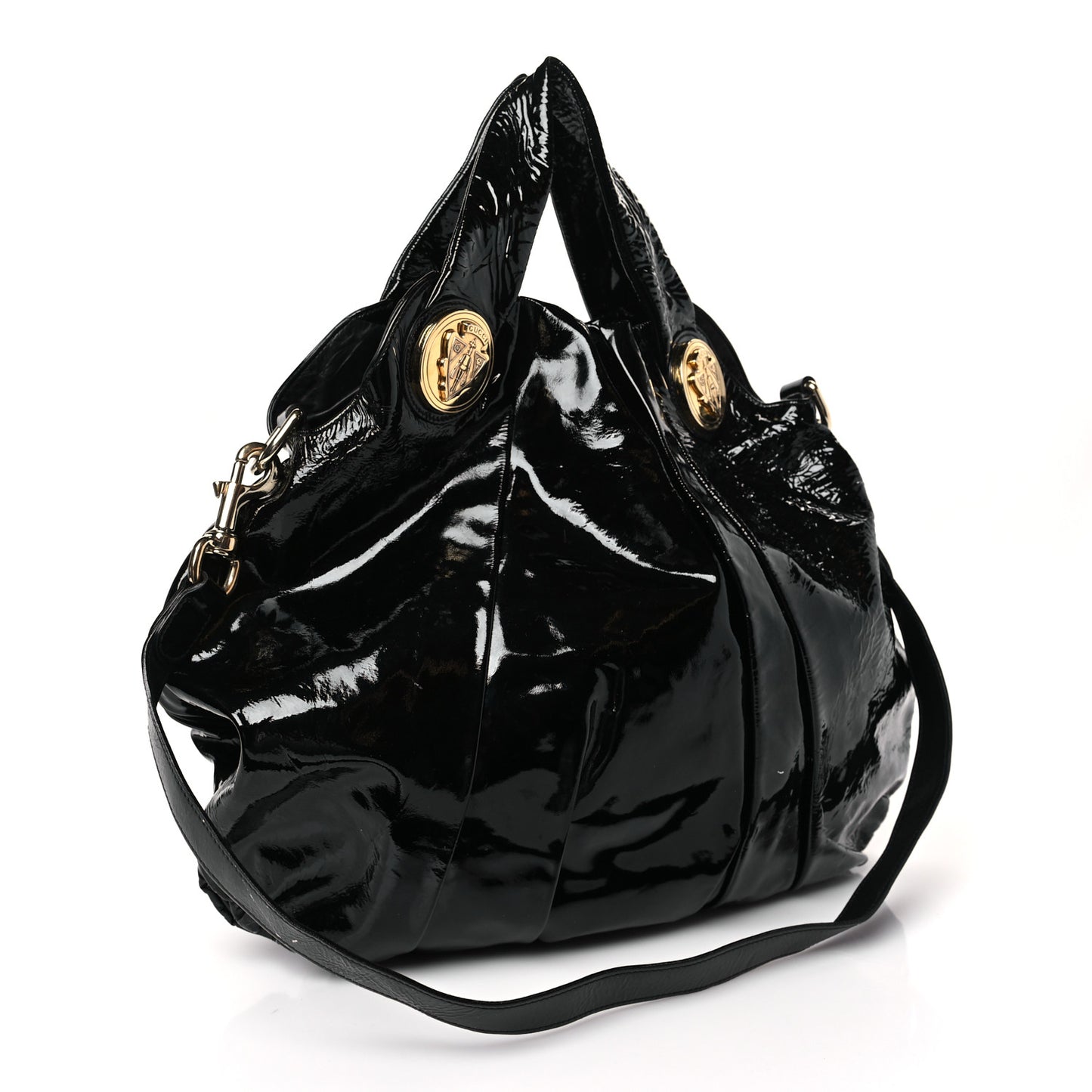 Patent Large Hysteria Top Handle Bag Black