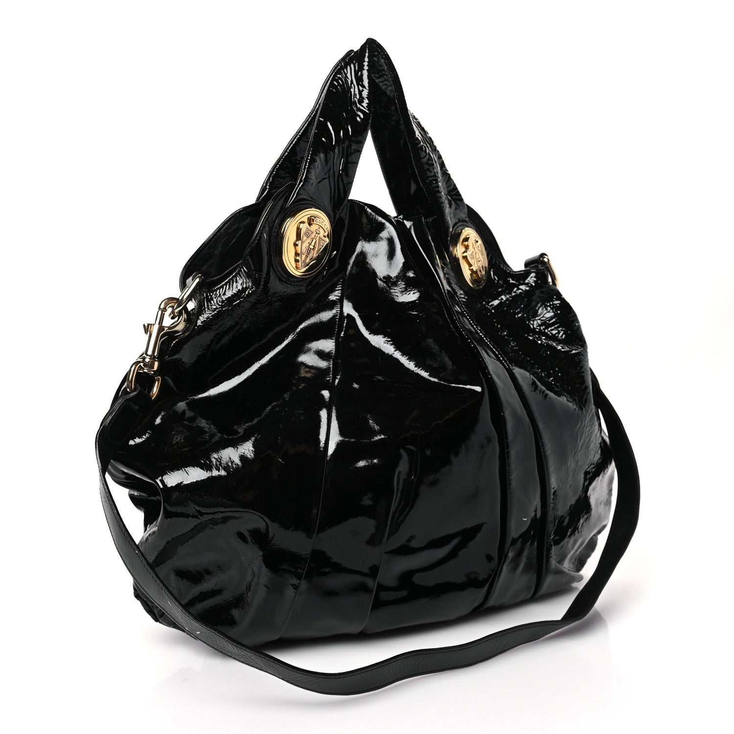 Gucci Patent Large Hysteria Top Handle Bag Black 2 of 10