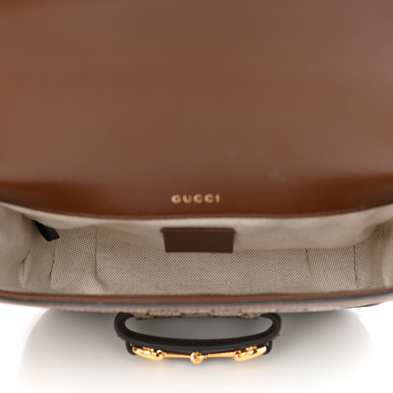 Gucci GG Supreme Monogram Web Mini Horsebit 1955 Shoulder Bag Beige Brown Sugar 5 of 10