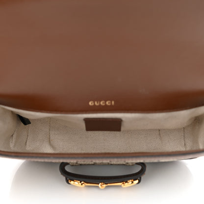 Gucci GG Supreme Monogram Web Mini Horsebit 1955 Shoulder Bag Beige Brown Sugar 5 of 10