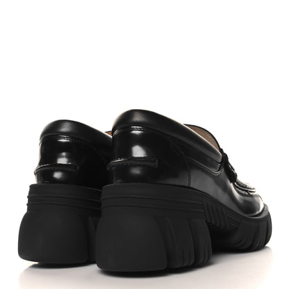 Gucci Magnum Calfskin Nappa Samoa Womens Horsebit Platform Chunky Lug Sole 40mm Loafers 40.5 Black 5 of 9