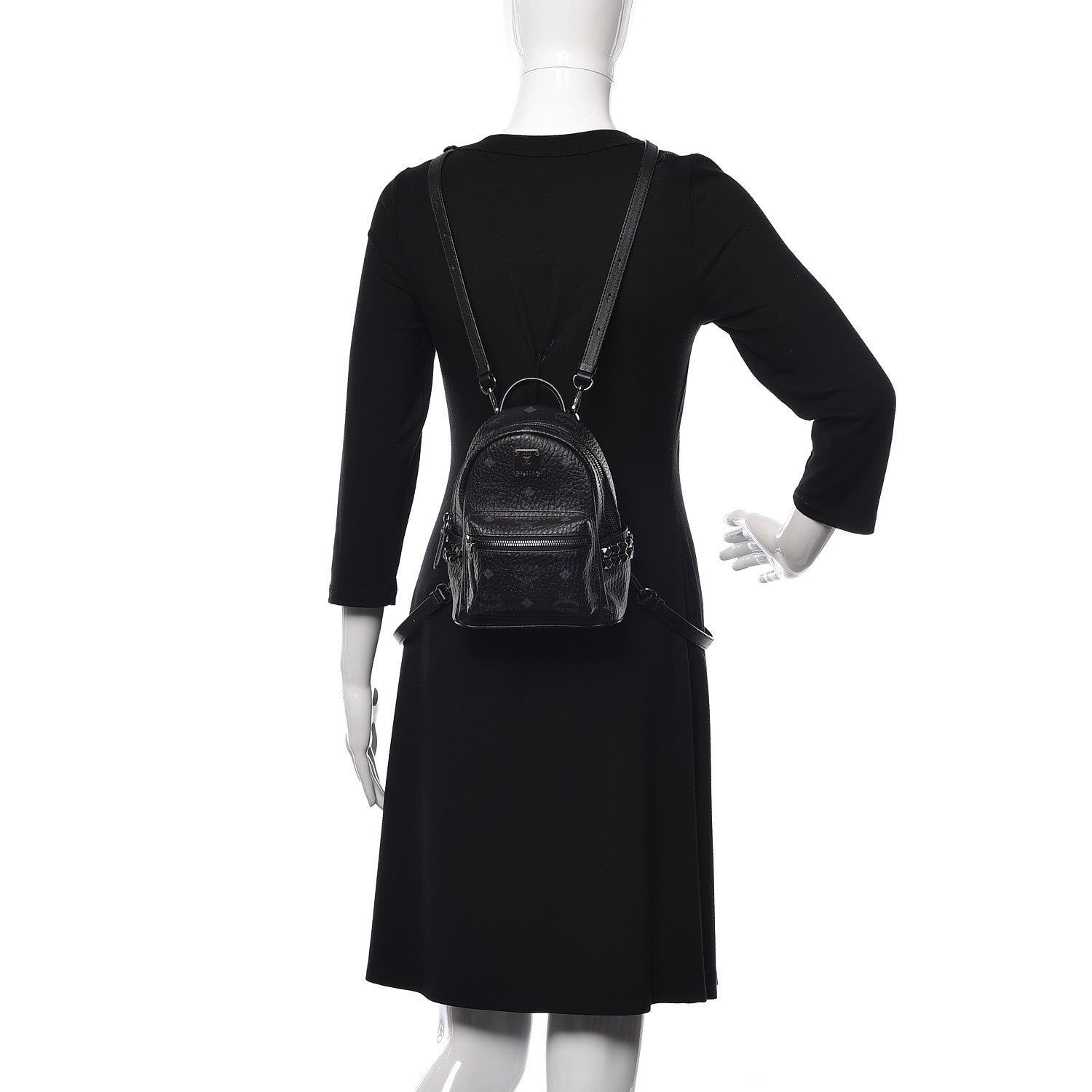 MCM Visetos Studded X-Mini Bebe Boo Backpack Black 2 of 9