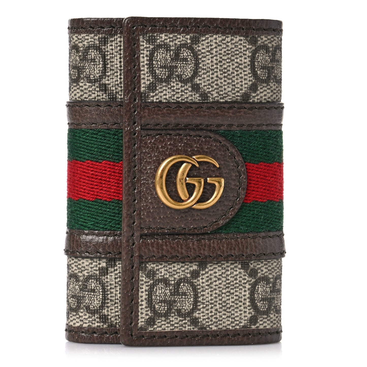 GG Supreme Monogram Web Ophidia 6 Key Holder Case Beige New Acero