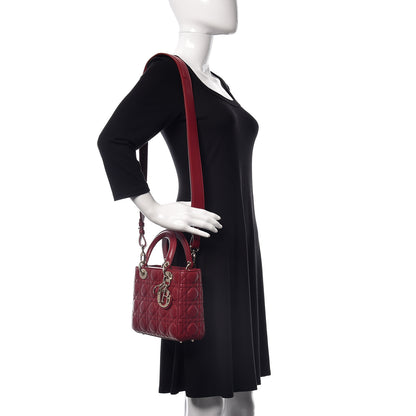 Christian Dior Lambskin Cannage Small My Lady Dior Red 2 of 12