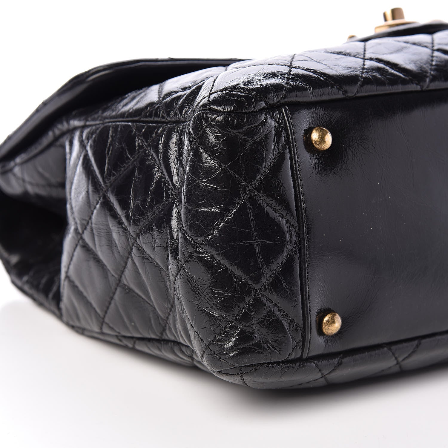 Chanel Glazed Calfskin Castle Rock Large Flap Black Burgundy 9 of 12